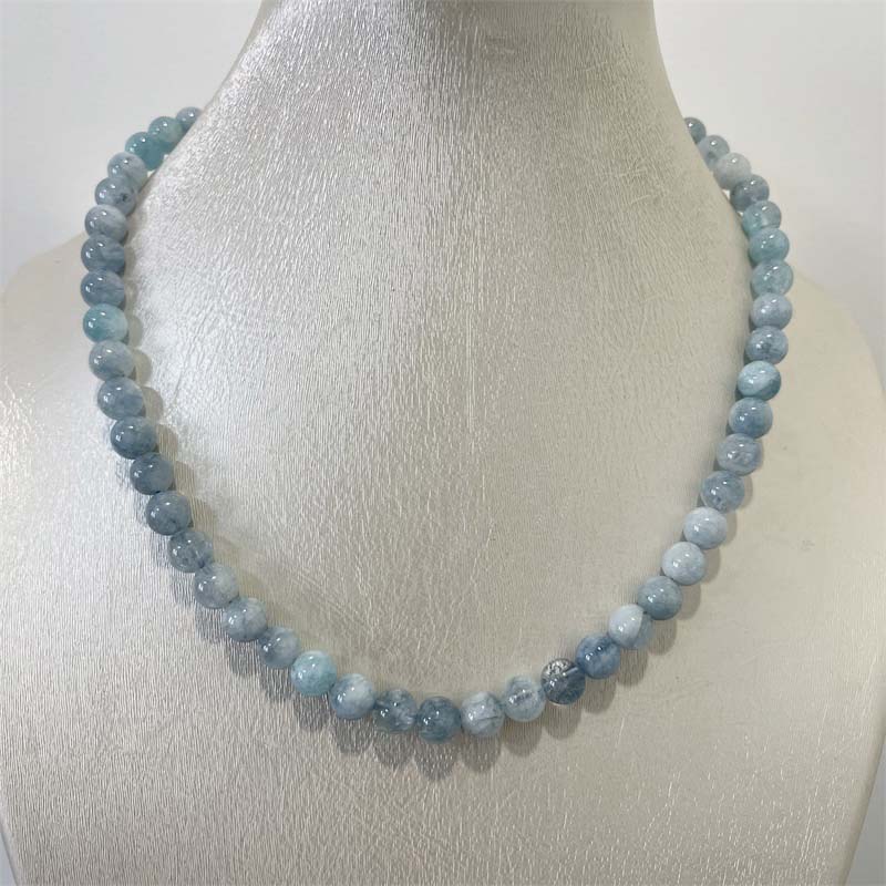 Yoga Health & Fitness Centre - 8MM Aquamarin Jade Halskette Blau Naturstein