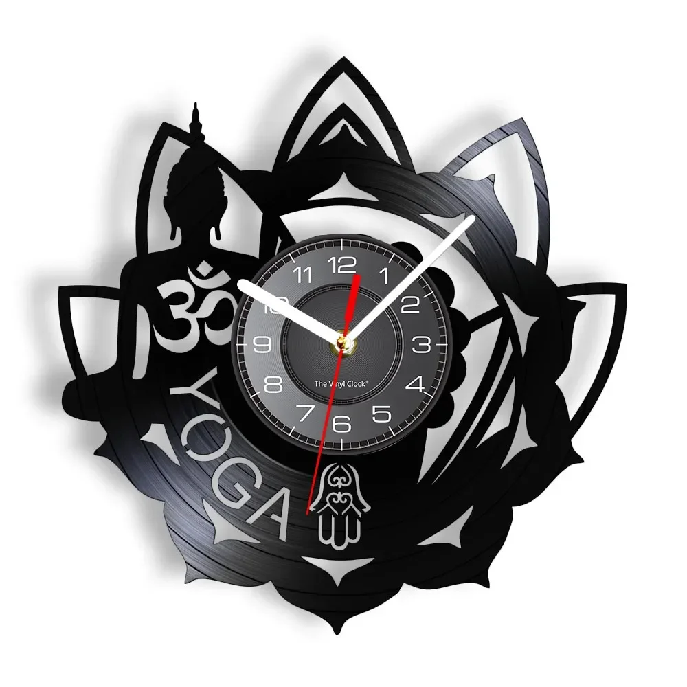 Yoga Health & Fitness Centre - Buddha Yoga Lotos Vinyl Schallplatte Wanduhr