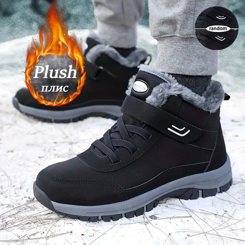 Resistance Bands - Damen Winter Fleece-Gefütterte Schneestiefel Verstellbare Klettverschluss-Knöchelstiefel
