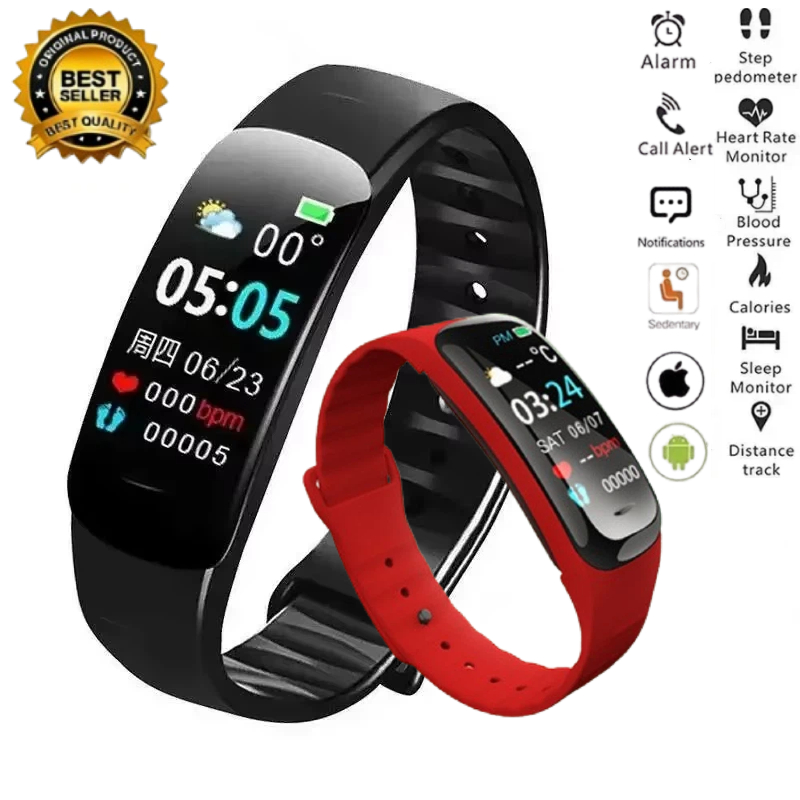 Wrist Wraps Fitness - C1 Plus Smartwatch Fitness-Tracker Bluetooth Herzfrequenz-Blutdruckmesser