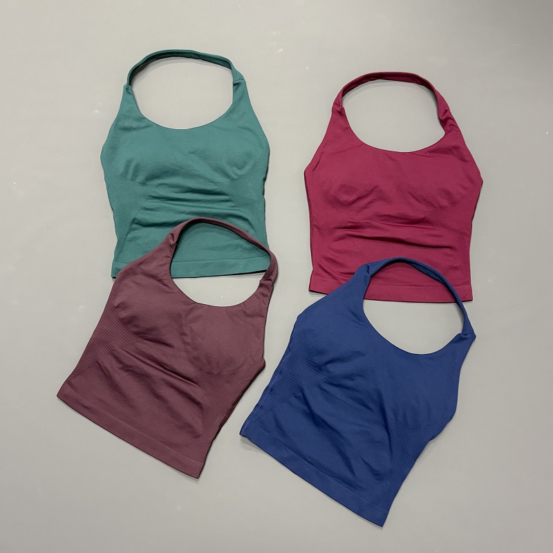 Yoga Mat For Fitness - Damen Neckholder-Sporttop Nahtloses Yoga-Tanktop mit Eingebauter