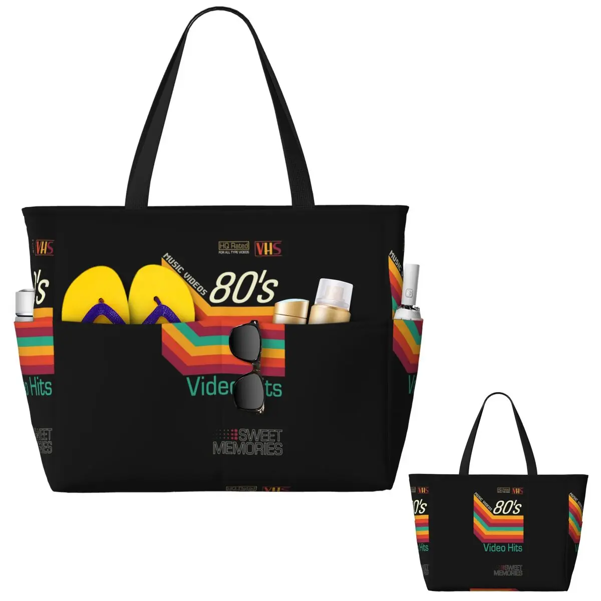 Yoga Fitness Video - Retro-Musik-Videokassetten-VHS-Strandtasche, Sport-, Fitness-, Yoga-Reisetasche, große Tragetasche,