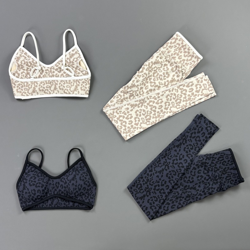 Yoga Fitness Zumba - HISTELLO 2-teiliges Leoparden-Yoga-Set für Damen: Po-formende
