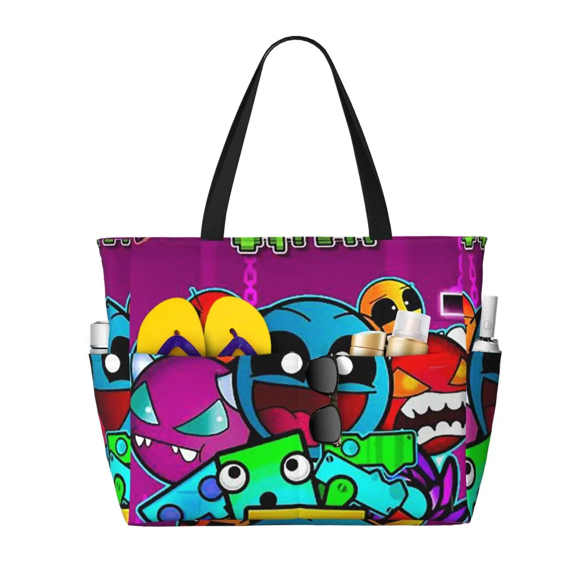 Yoga Fitness Video - Video Game Geometry Dash Strandtasche, Sporttasche,