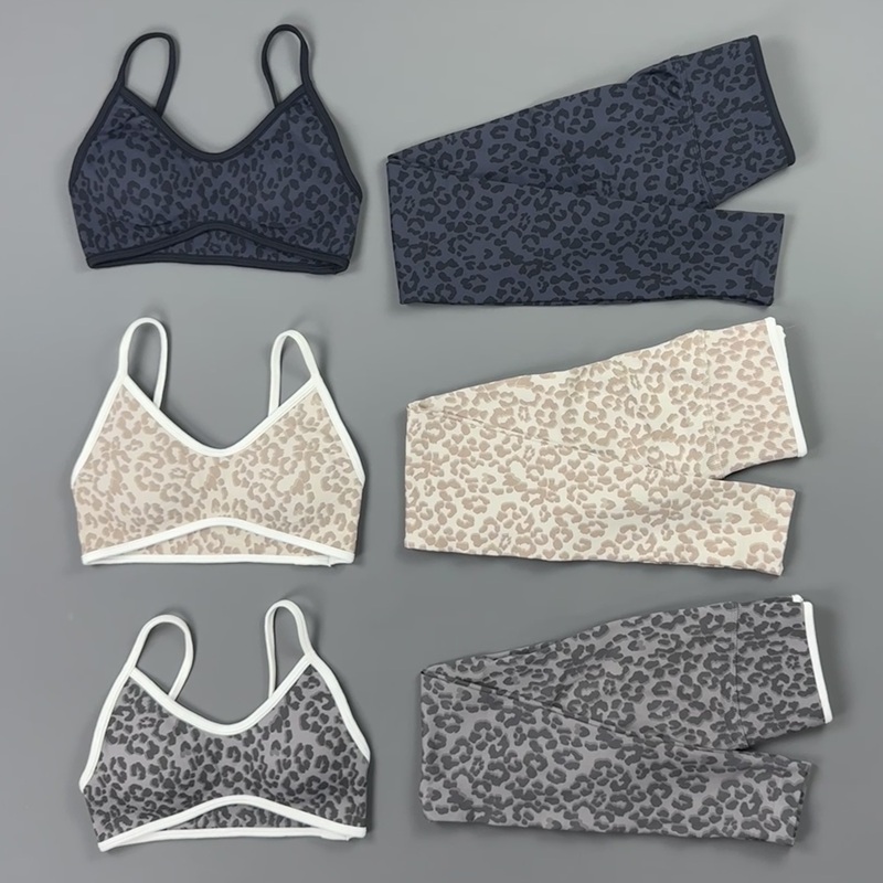 Yoga Fitness Zumba - 2-teiliges Yoga-Set für Damen mit Leopardenmuster,