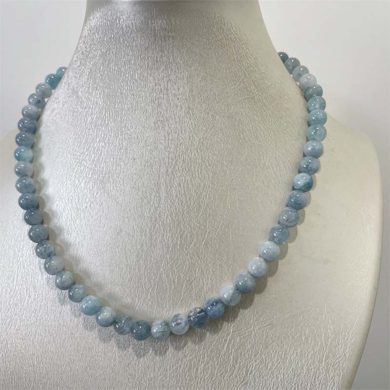 8MM Aquamarin Jade Halskette B – Yoga Health & Fitness Centre Bewertung und Preis
