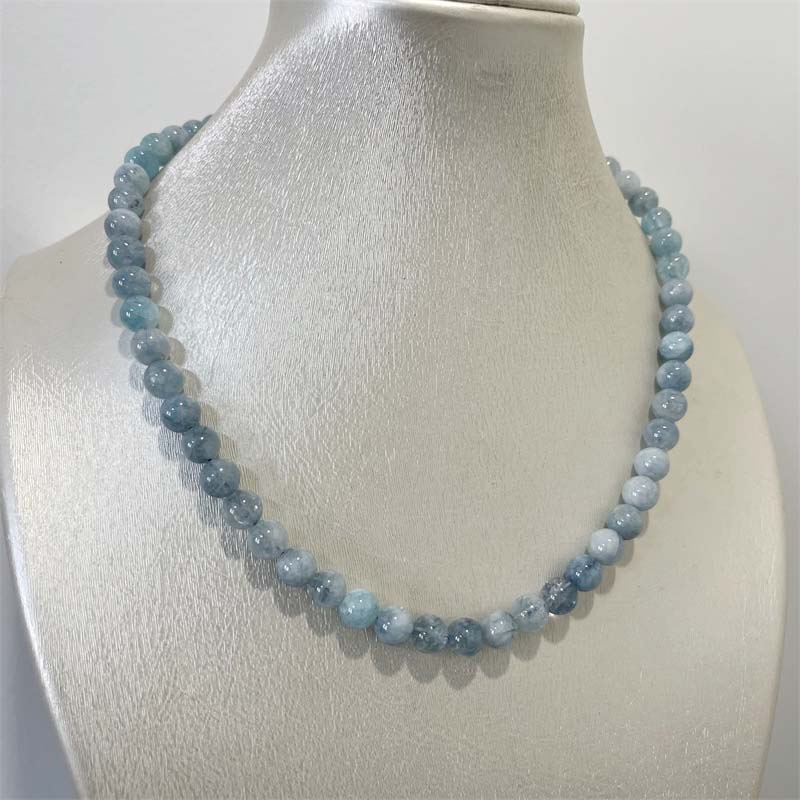 8MM Aquamarin Jade Halskette B – Yoga Health & Fitness Centre Bewertung und Preis
