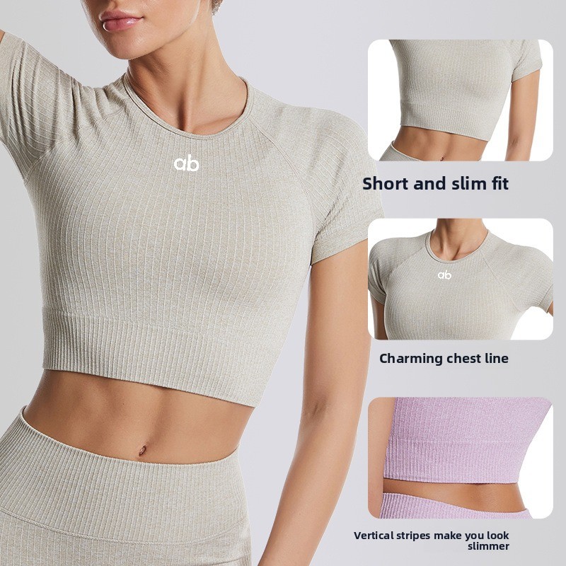 Geripptes, nahtloses Yoga-Kurz – Yoga Fitness Top Bewertung und Preis